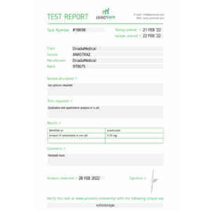 testrapport Arimidex