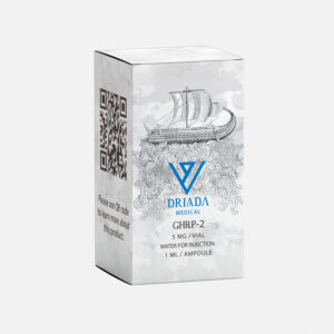 Verpakking van het GHRP-2-peptide van 5 mg van het merk Driada Medical.