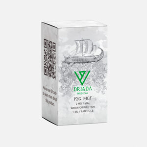 Verpakking van het PEG-MGF-peptide 2 mg van Driada Medical.